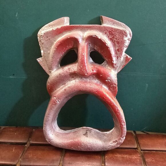 Vintage Mid Century Cast Aluminum Tragedy Mask Wall Plaque 6.75"x5.75"x1" - Picture 1 of 3